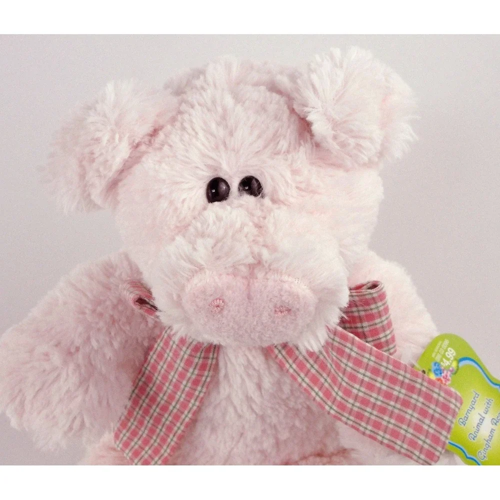 Animal Adventure Pig Plush Pink Plaid Bow Feet 11 Inch 2007 Target Stuffed New